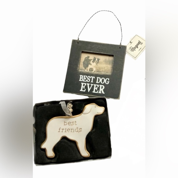 Dog Lover Bundle Magnet Frame Ornament Best Dog Ever NEW - Picture 1 of 7
